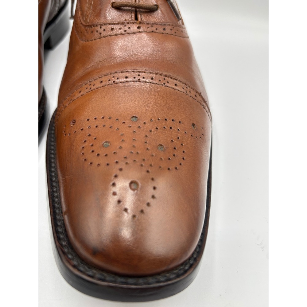 Vittorio Russo Men's Brown Leather Cap Toe Oxford Brogue Dress Shoes Italy 10½ - Picture 14 of 16
